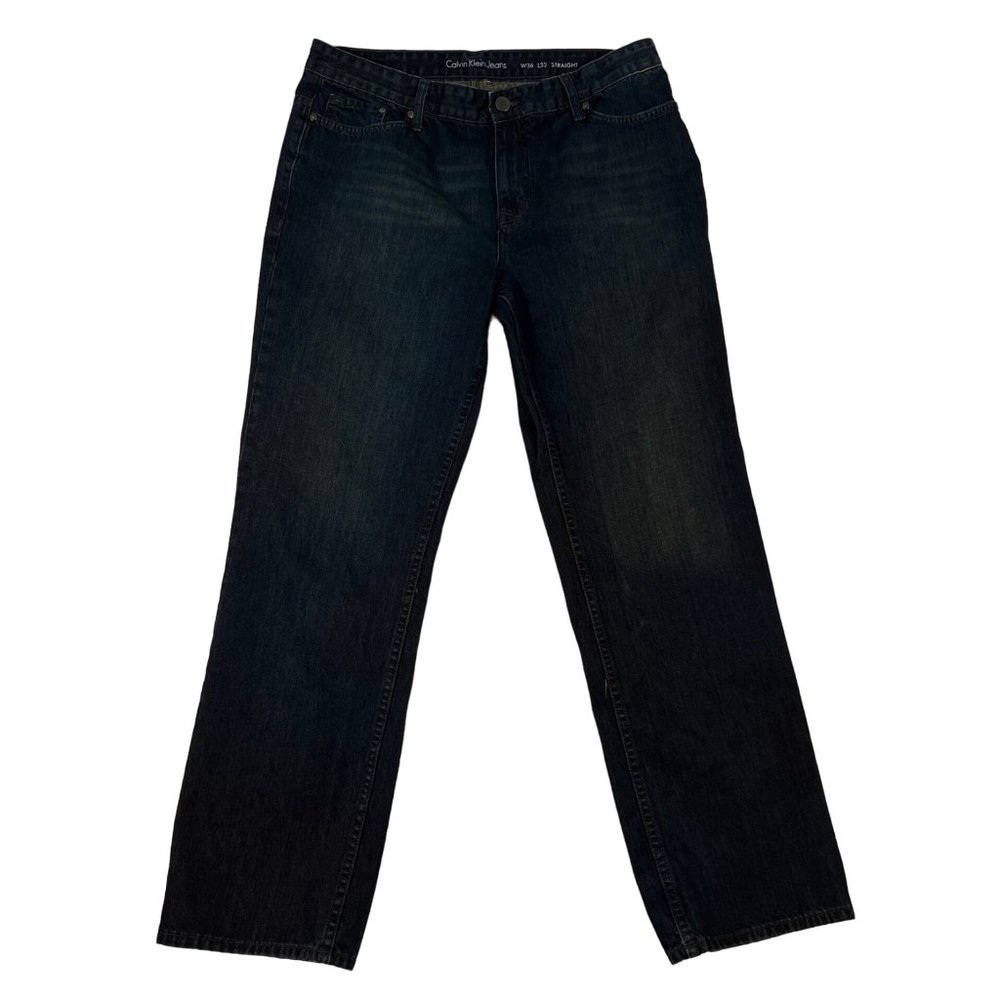 Calvin Kline Jeans Men’s Straight Leg 5-Pocket Dark Wash Cotton Denim Blue 36/32